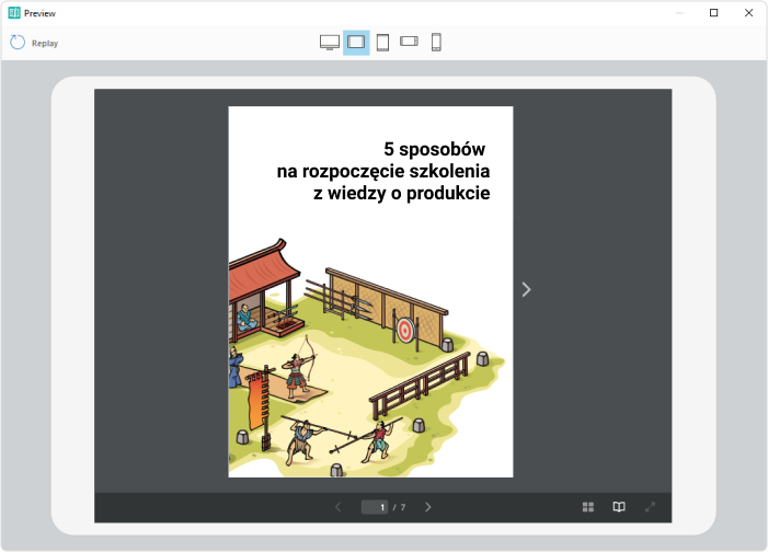Tryb podglądu w iSpring Suite Max PDF przekonwertowane na pakiet SCORM