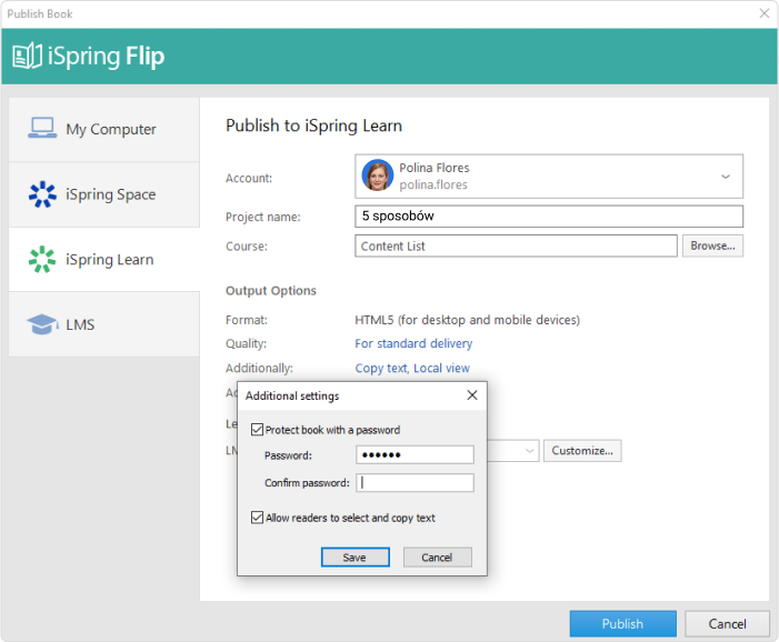 Ochrona hasłem Ochrona hasłem w iSpring Suite Max