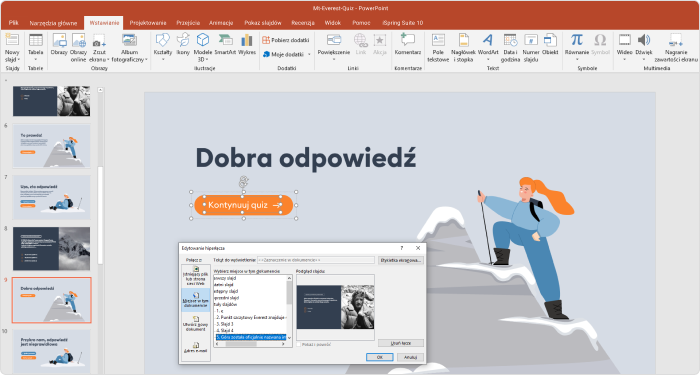 Dodawanie nawigacji do quizu PowerPoint