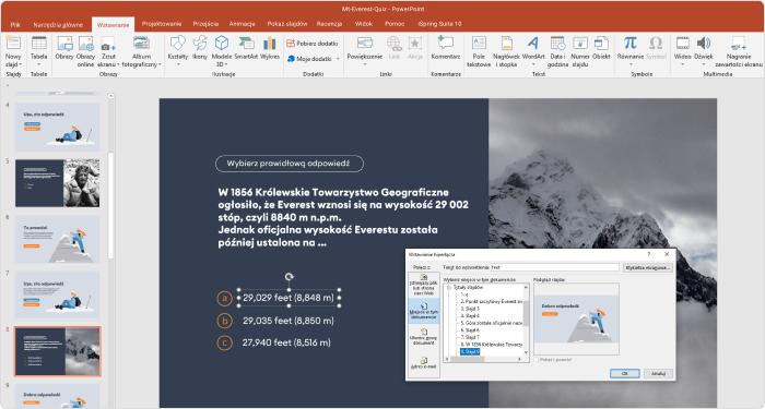 Dodawanie nawigacji do quizu Dodawanie nawigacji do quizu PowerPoint