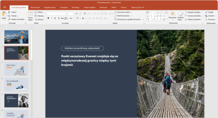Tworzenie slajdu z pytaniem w teście PowerPoint