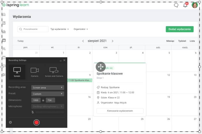 Rejestrator ekranu iSpring Suite Rejestracja ekranu z iSpring Suite