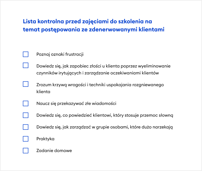 Lista kontrolna przed zajęciami Szkolenia zdalne: przykład listy kontrolnej przed zajęciami