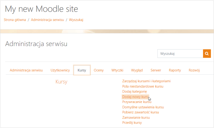 Dodaj nowy kurs Dodaj nowy kurs