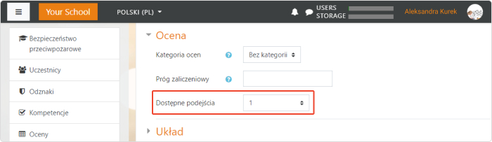Liczba prób w quizie Moodle™ Określ, ile prób jest dozwolonych