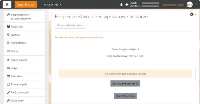 Nowy kurs Moodle jest gotowy Nowy kurs Moodle jest gotowy