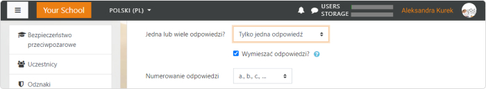 Pytanie Wielokrotnego wyboru w Moodle™ Ustaw liczbę dozwolonych odpowiedzi w pytaniu Wielokrotnego wyboru w Moodle™