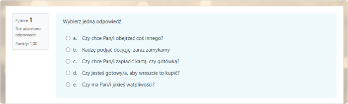 Pytanie Wielokrotnego wyboru w Moodle™ Opublikowane pytanie Wielokrotnego wyboru w Moodle™