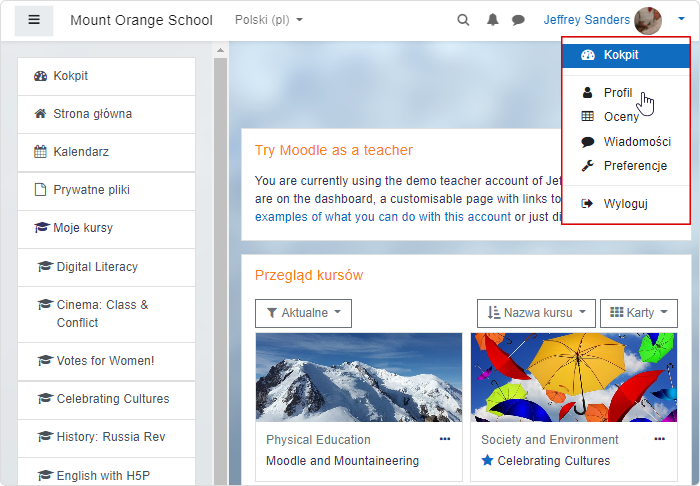 Profil nauczyciela Platforma Moodle™ - profil nauczyciela