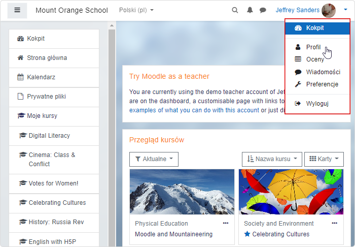 Platforma Moodle - profil nauczyciela