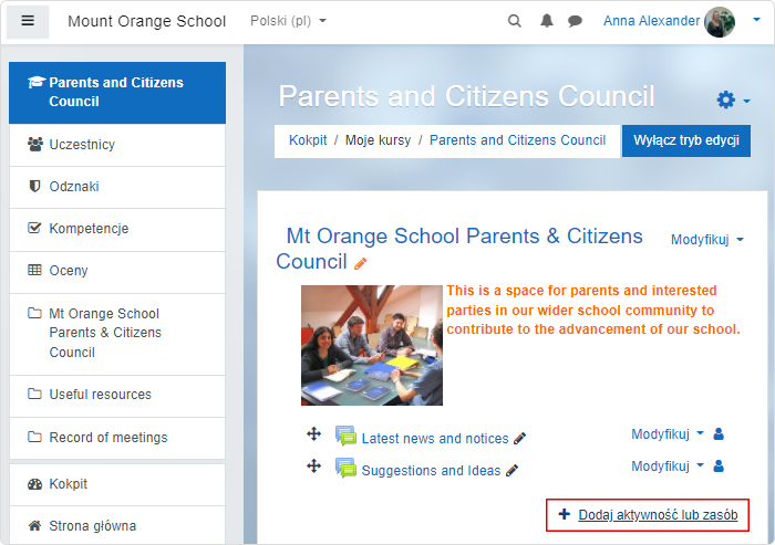 Dodawanie ćwiczenia lub zasobu Dodawanie ćwiczenia lub zasobu w Moodle™