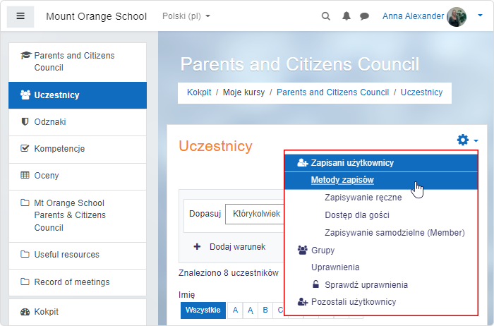 Metody zapisów w Moodle