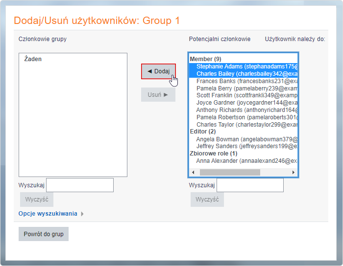 Dodawanie użytkowników do grupy w Moodle
