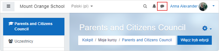 Wysyłanie wiadomości w Moodle