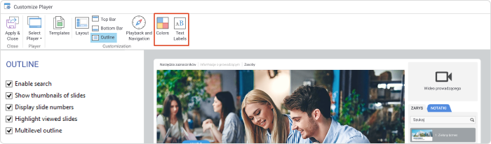 Dostosowanie schematu kolorów Dostosowanie schematu kolorów w iSpring Suite