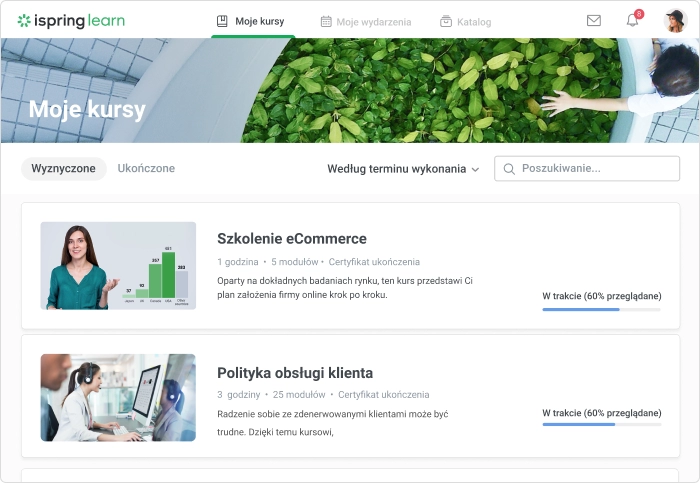 iSpring Learn Szkolenia zdalne: system zarządzania nauczaniem