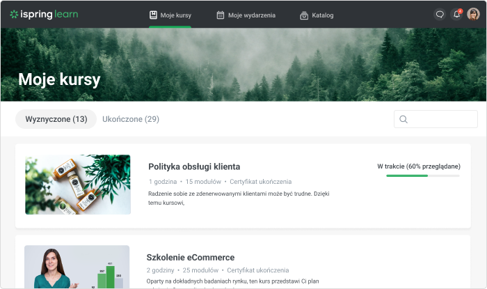 iSpring Learn LMS ułatwiający rozwój pracownika
