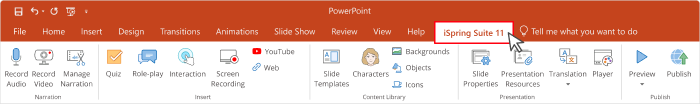 Karta iSpring Suite Wstążka PowerPoint