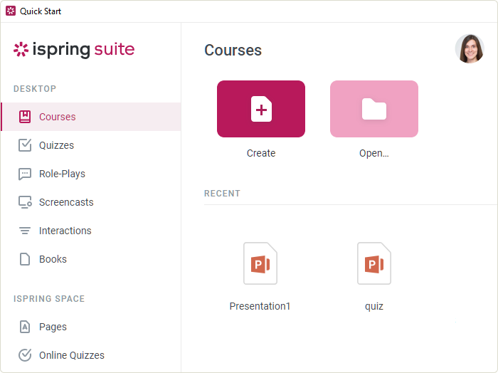 Strona startowa iSpring Suite Rozpoczęcie pracy z iSpring Suite