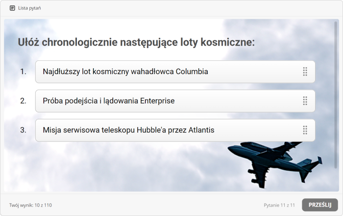 Quiz z pytaniami sekwencyjnymi w iSpring Suite Pytanie sekwencyjne