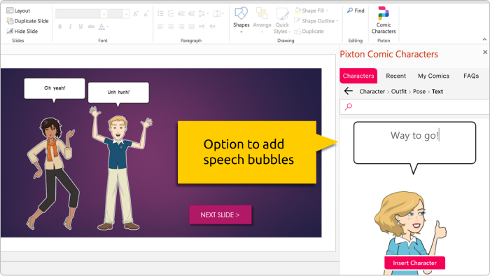 Pixton Comic Characters Rozszerzenie PowerPoint Pixton Comic Characters